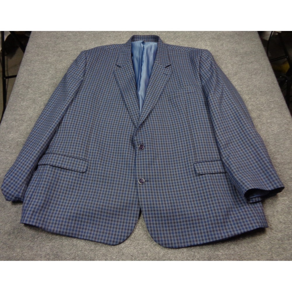 Oak Hill Blazer Jacket Men 4XL Blue Plaid Sport Coat Oversize Big